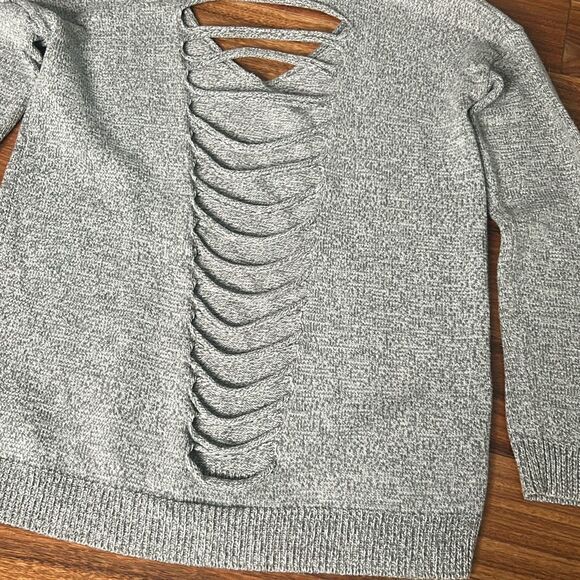 Express light gray sweater cut out open back grunge layering‎ biker - Picture 6 of 6